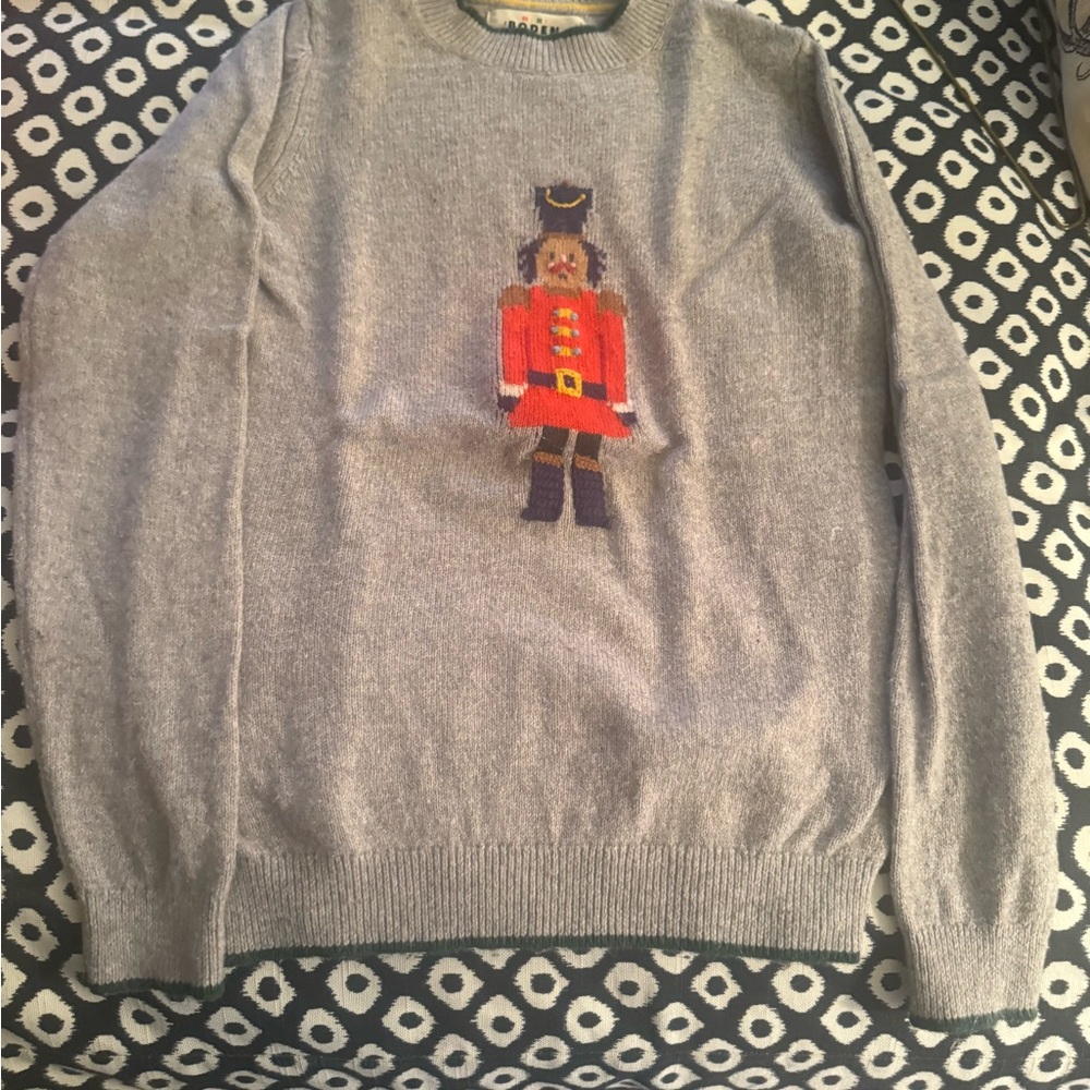 Mini Boden Gray Sweater with Nutcracker Design